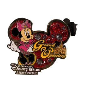 Disney Shanghai Minnie Mouse Trading Pin Mickey Icon Bling Pink Badge